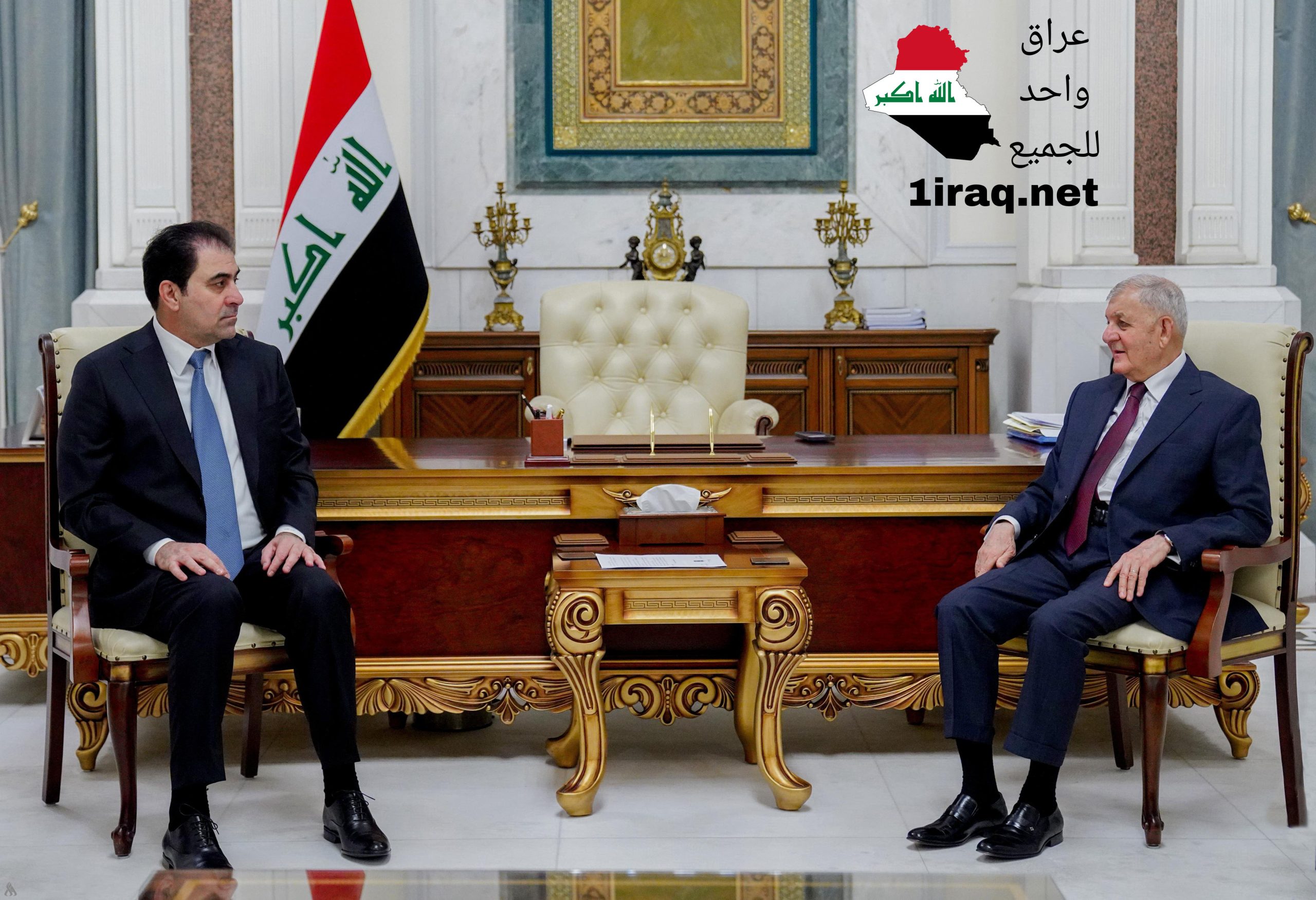 رئيس الجمهورية عبد اللطيف جمال رشيد والنائب الأول لرئيس مجلس النواب محسن المندلاوي